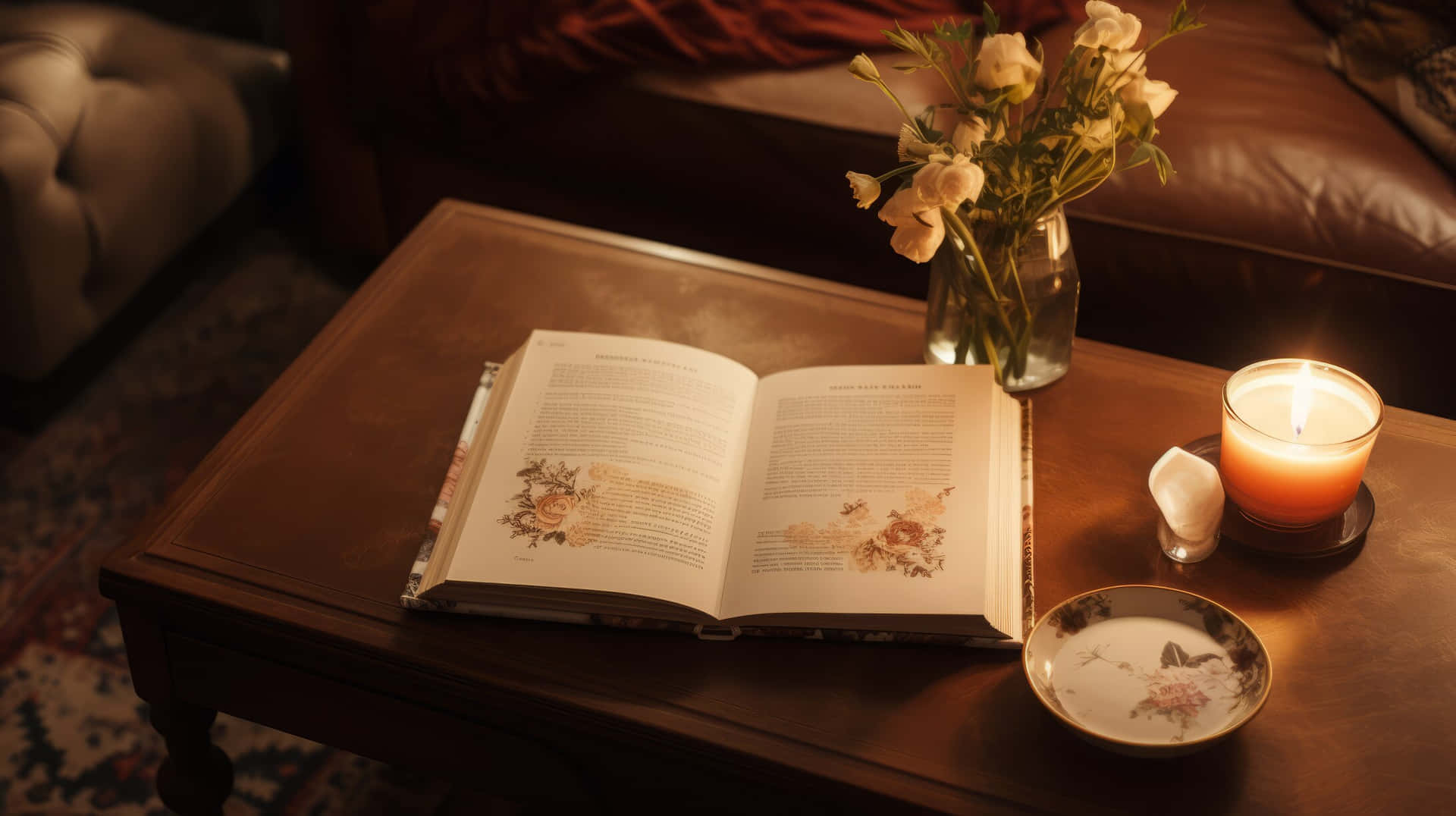 Cozy Reading Timewith Candlelight Wallpaper