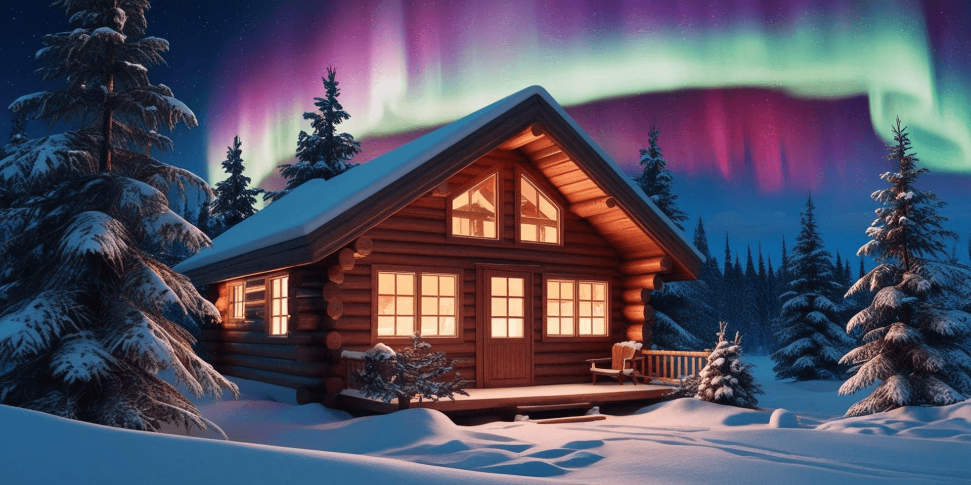 Cozy Snowy Cabin At Night Wallpaper
