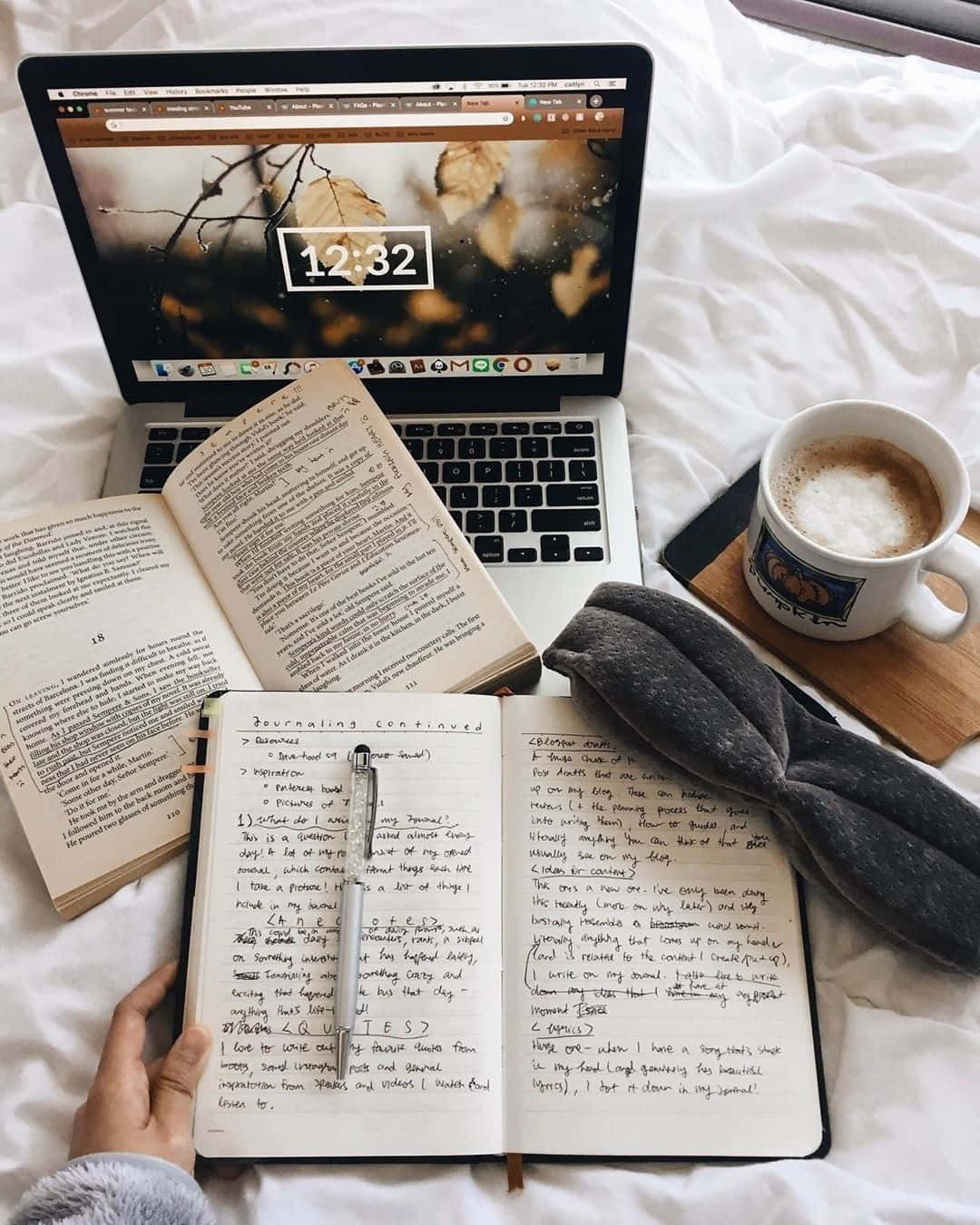 Cozy_ Study_ Setup_with_ Laptop_and_ Coffee Wallpaper