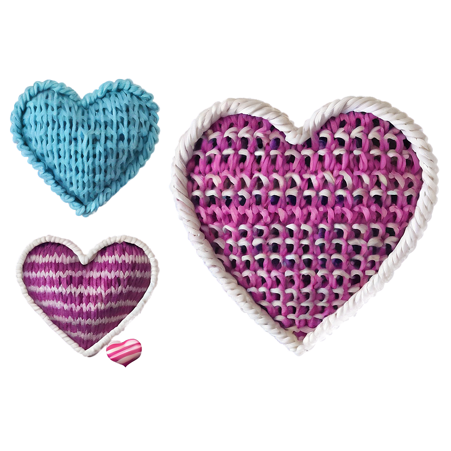 Cozy Valentine's Day Knitted Hearts Png 06202024 PNG