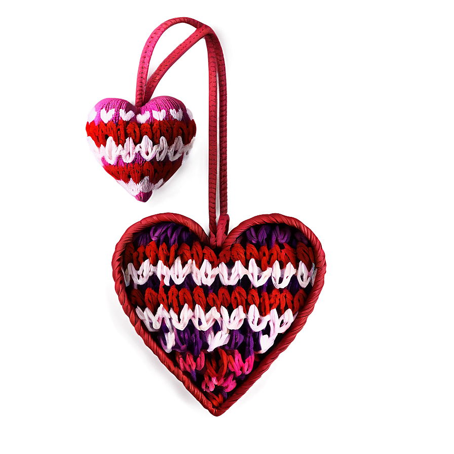 Cozy Valentine's Day Knitted Hearts Png 31 PNG