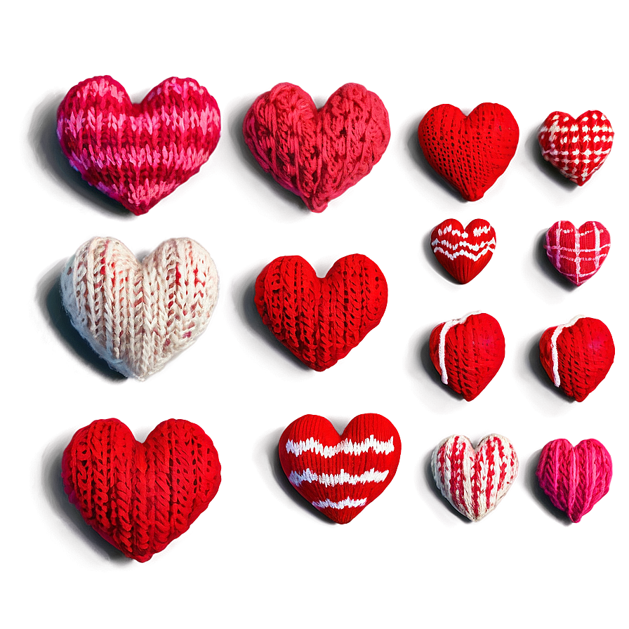 Cozy Valentine's Day Knitted Hearts Png Hxr PNG