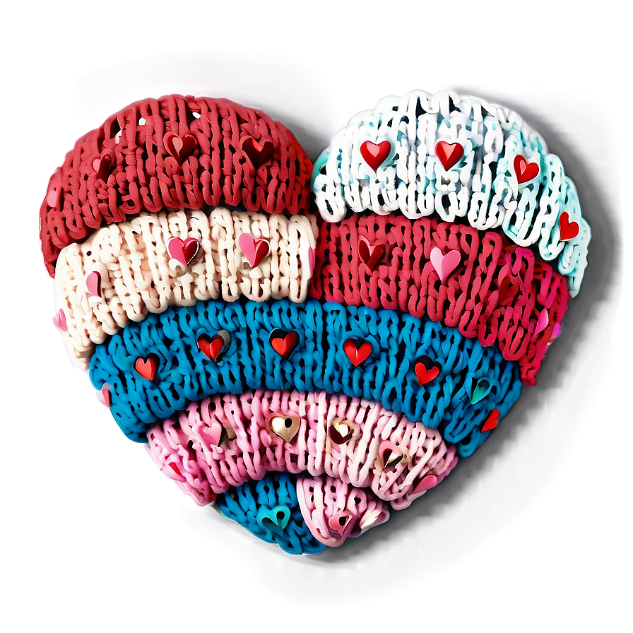 Cozy Valentine's Day Knitted Hearts Png Wgv PNG