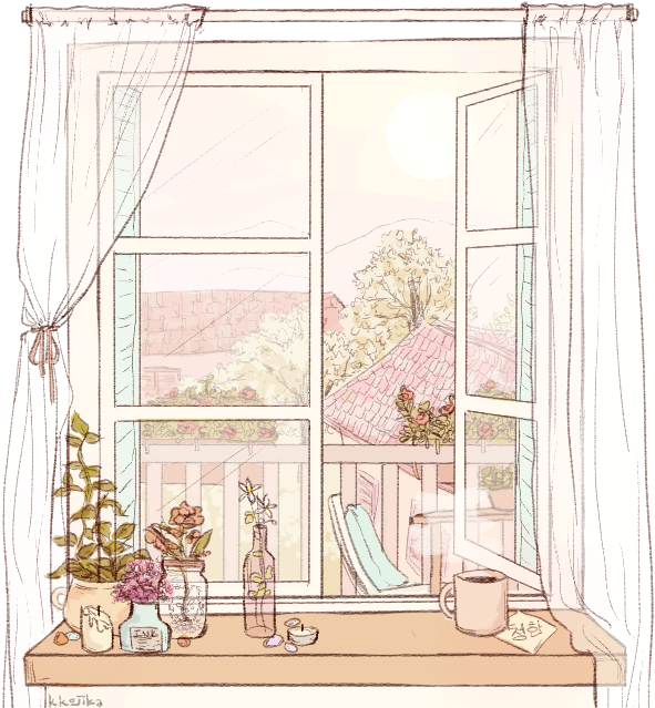 Cozy Window Sill Illustration PNG