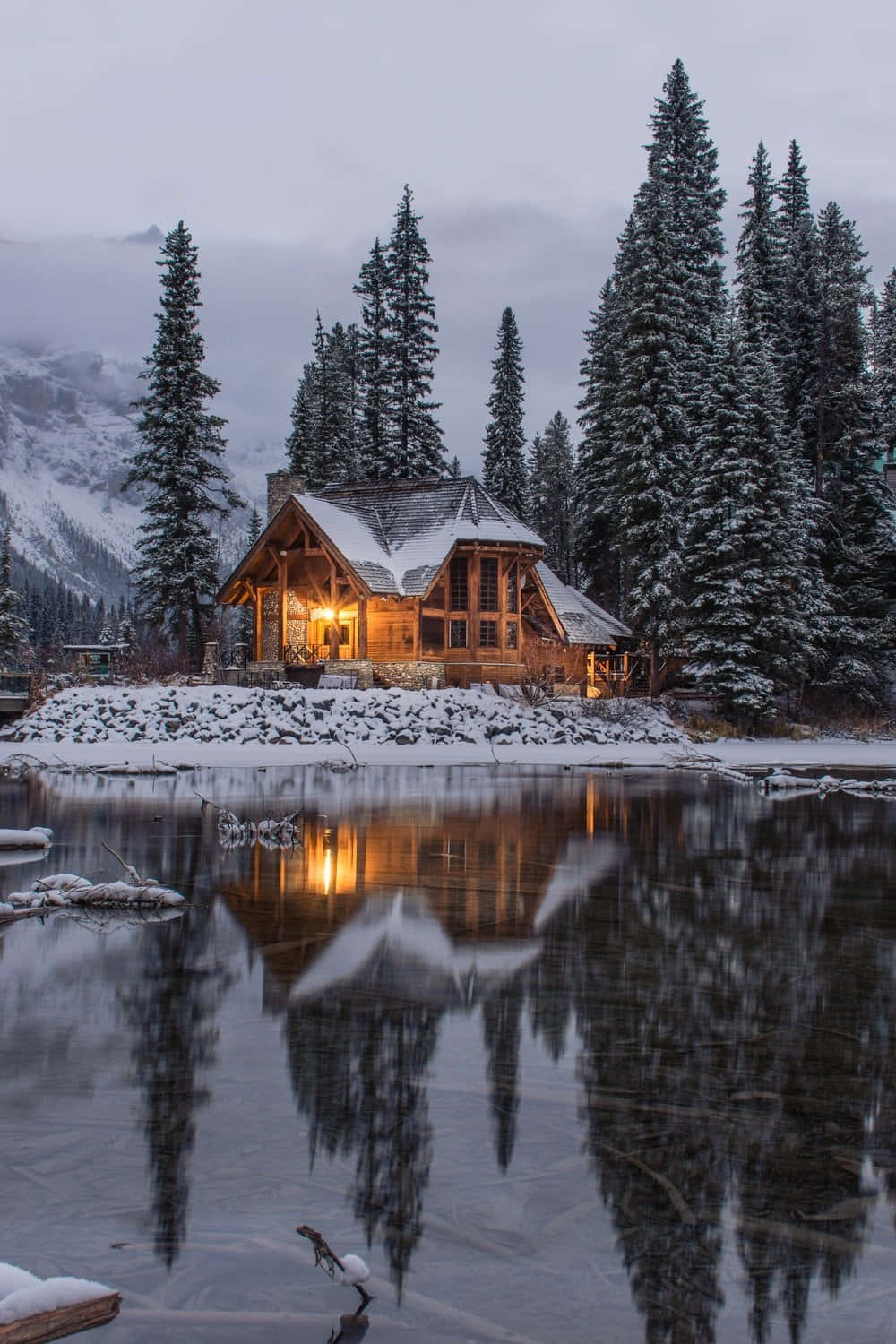 Enchanting Cozy Winter Cabin Wallpaper