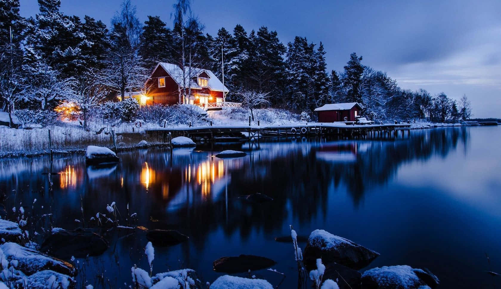 Enchanting Winter Cabin Retreat Wallpaper