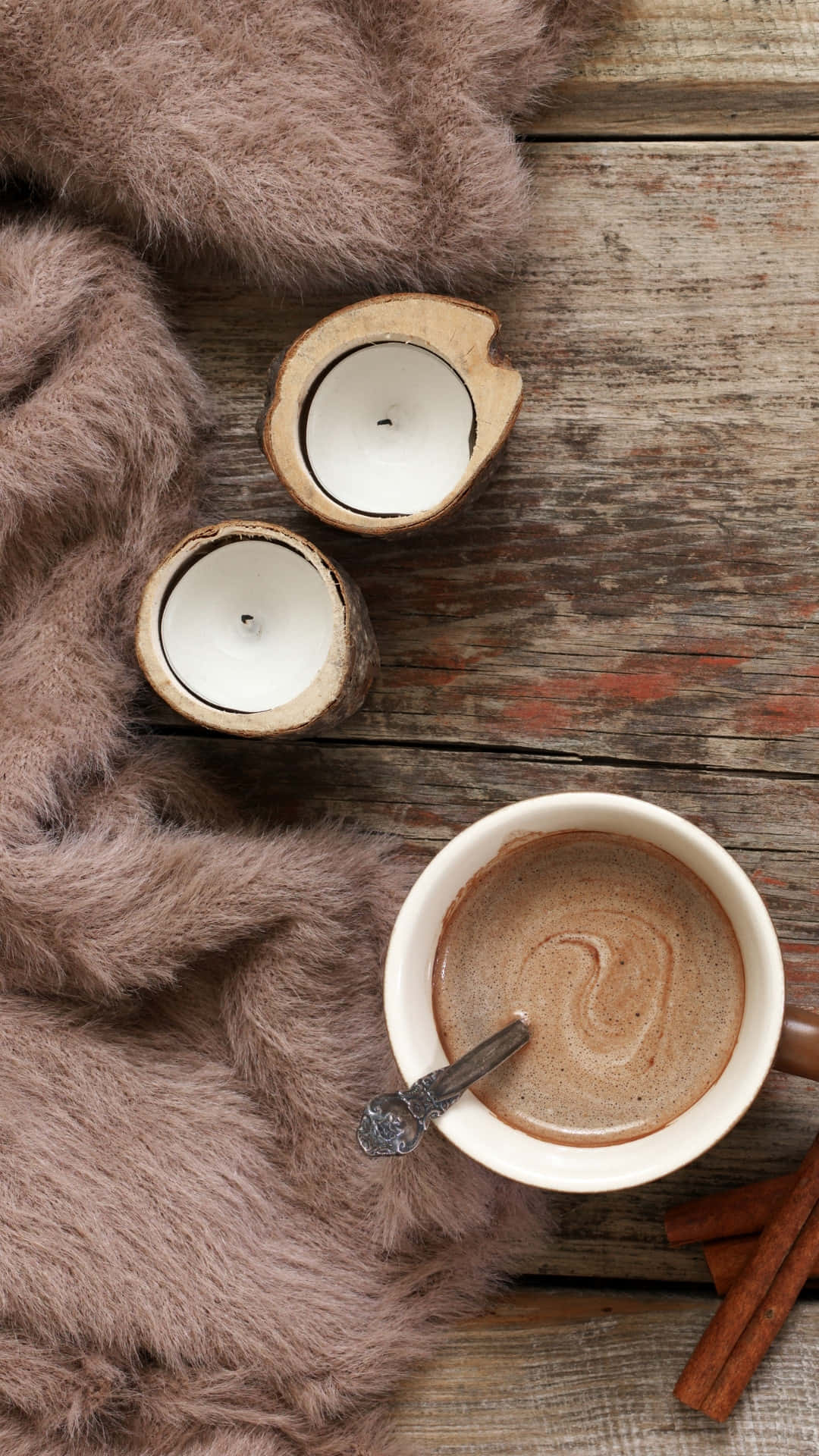 Cozy Winter Cocoaand Candles Wallpaper