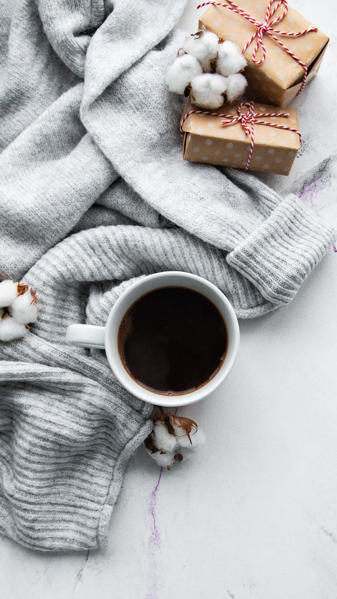 Cozy Winter Coffeeand Sweater Scene Wallpaper