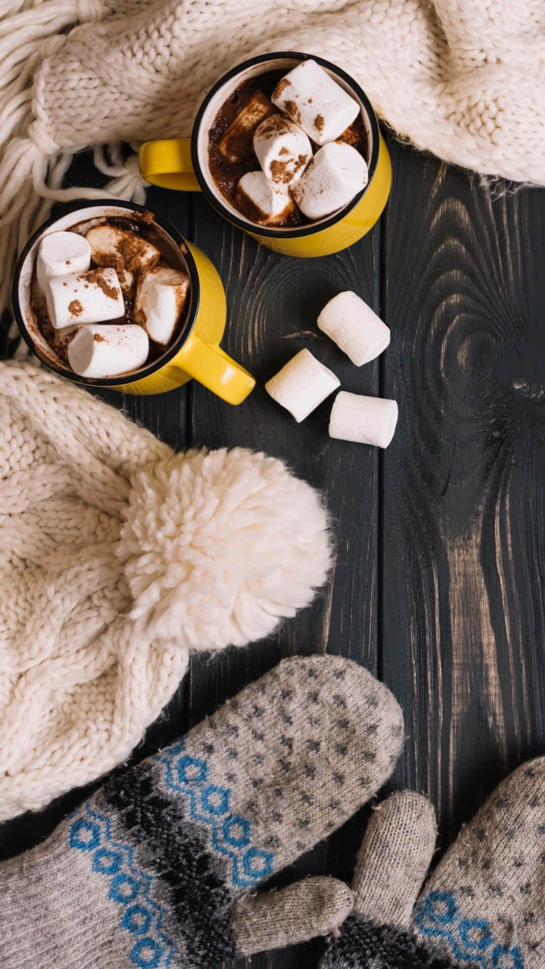 Cozy Winter Comfort Drinks Wallpaper