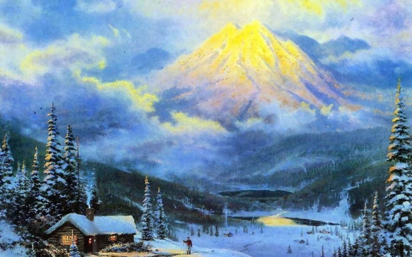 Cozy Winter Day In A Painting Wallpaper