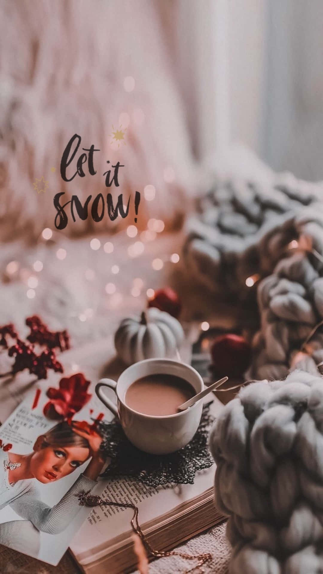 Cozy Winter Readingwith Hot Cocoa Wallpaper