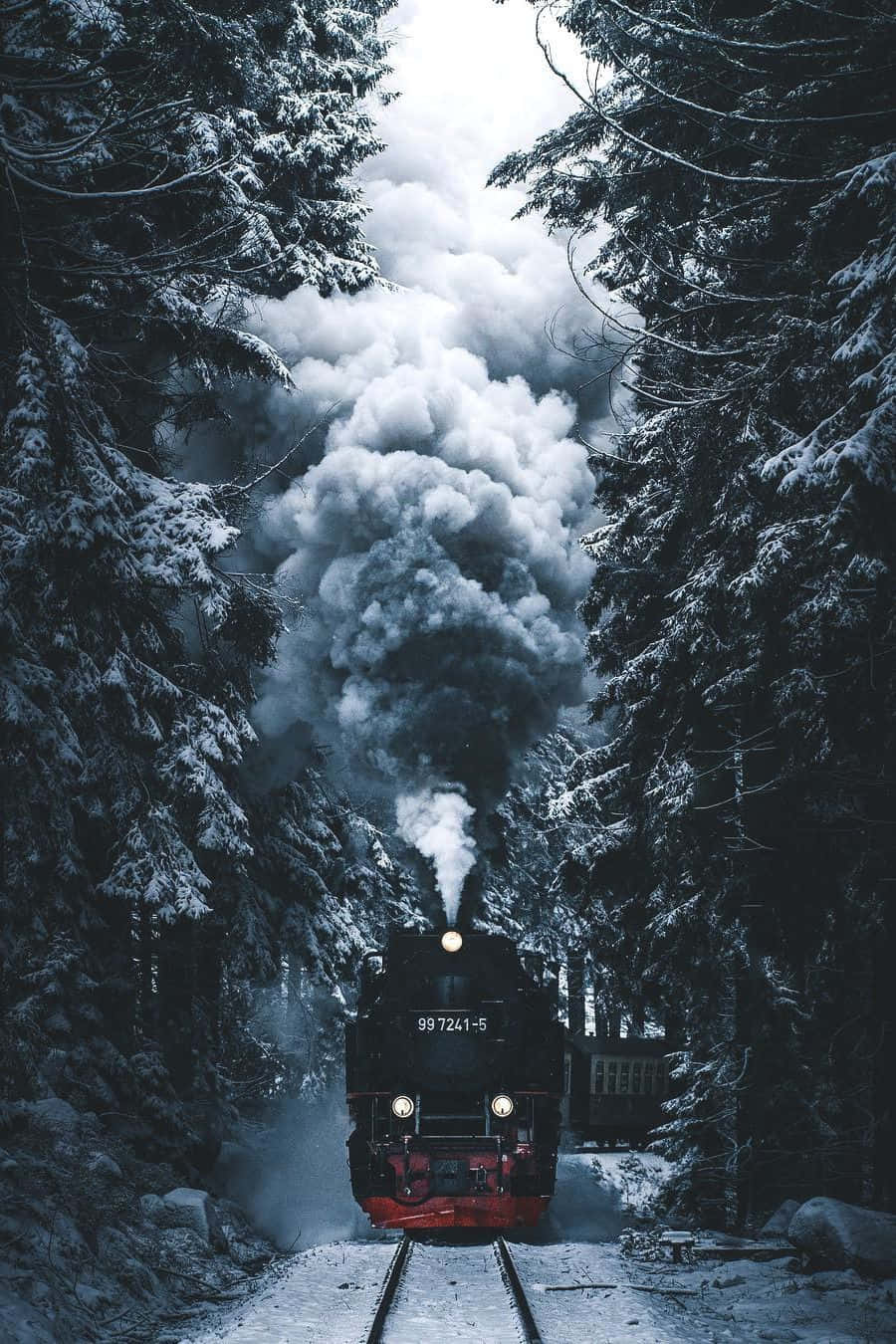 Tumlr-tema med røgende tog og hyggelig vinter. Wallpaper