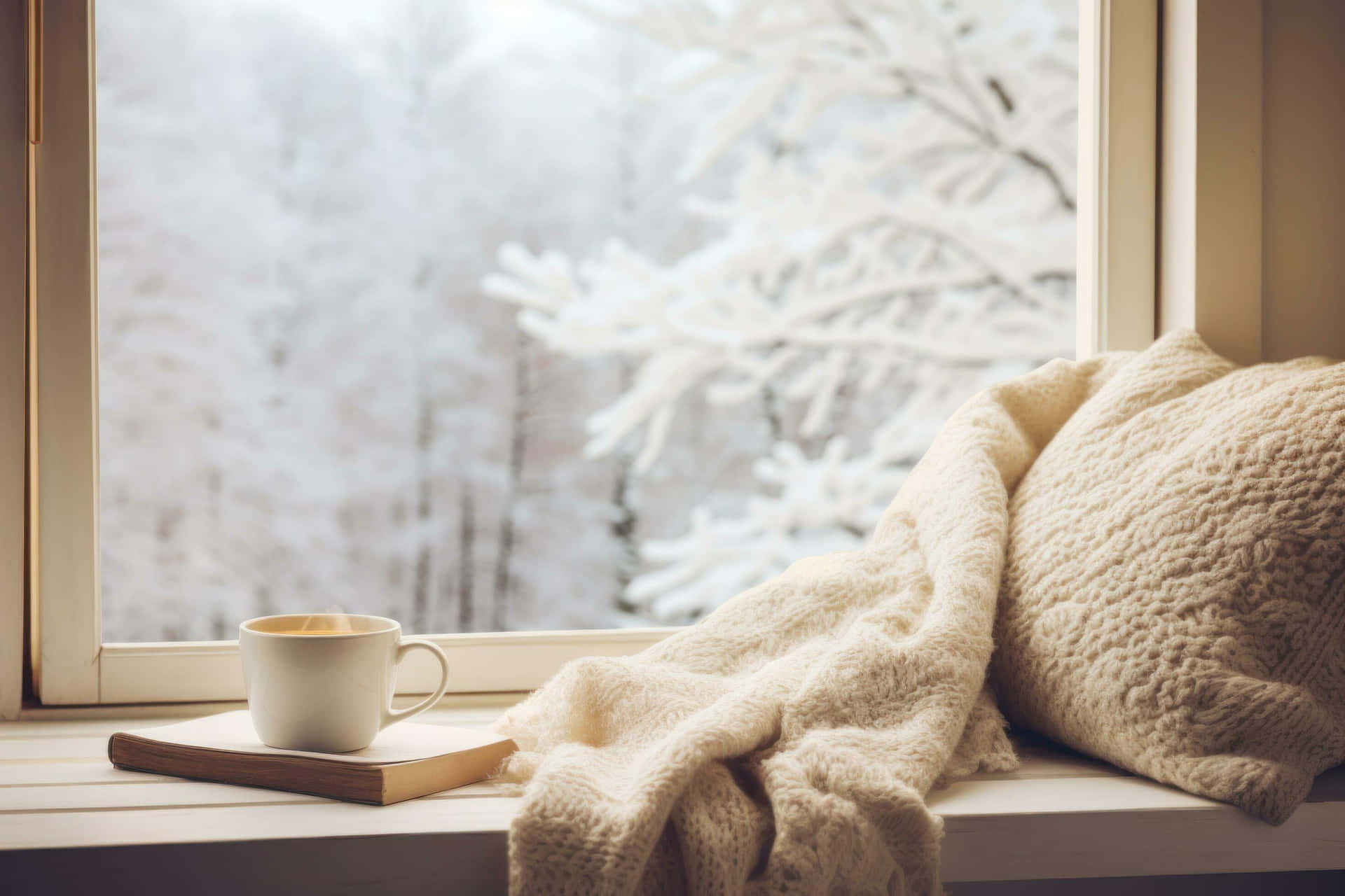 Cozy Winter Window Scene Wallpaper