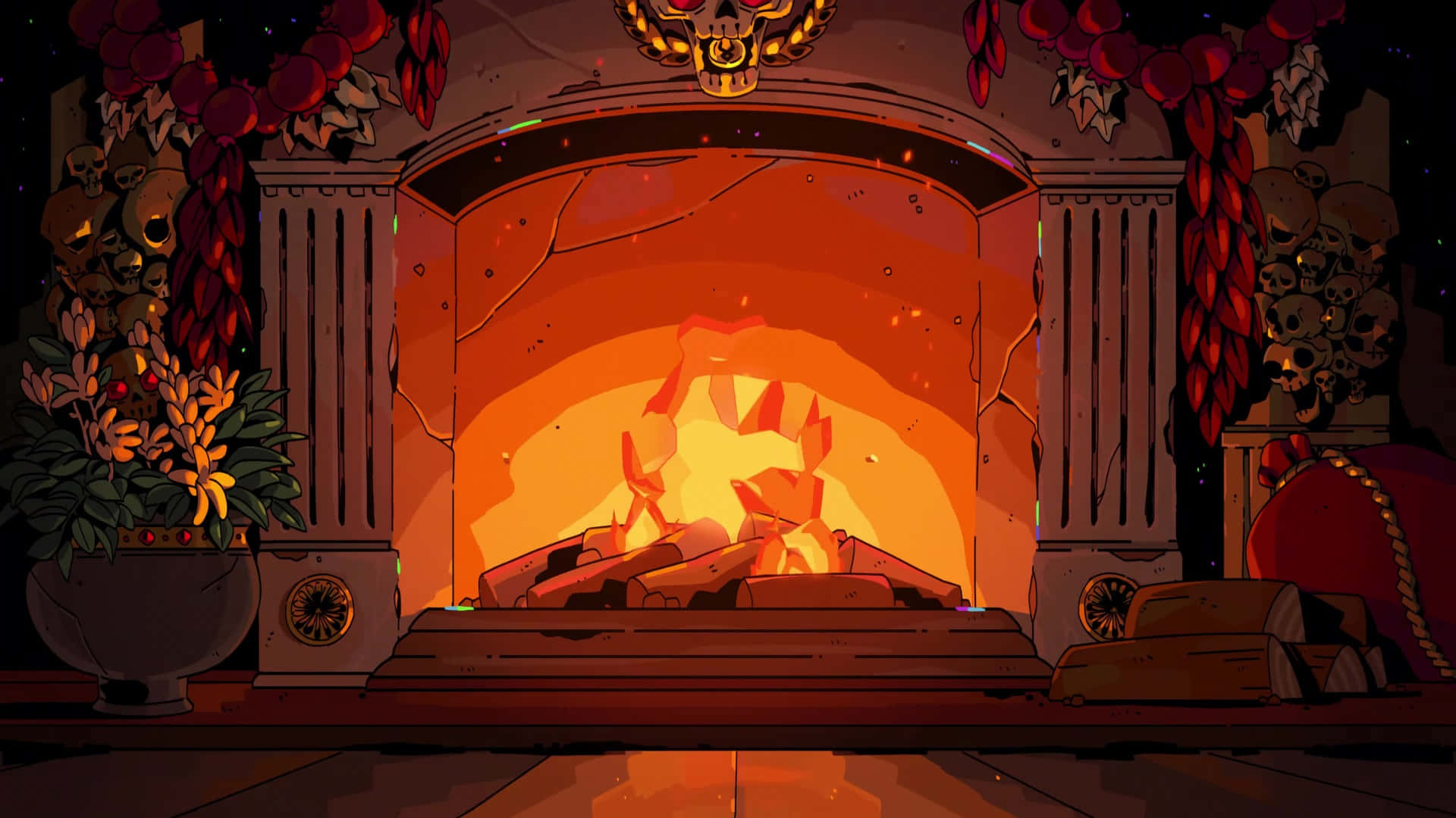 Cozy Yule Log Fireplace Wallpaper