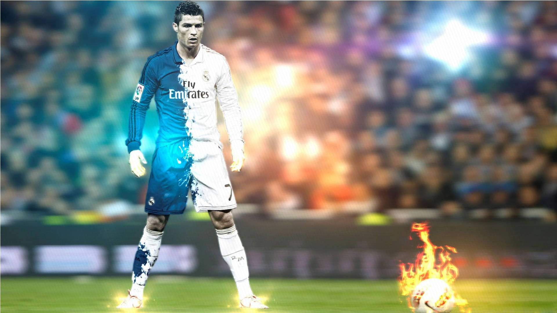 Cr7 Fiery Football Game Background