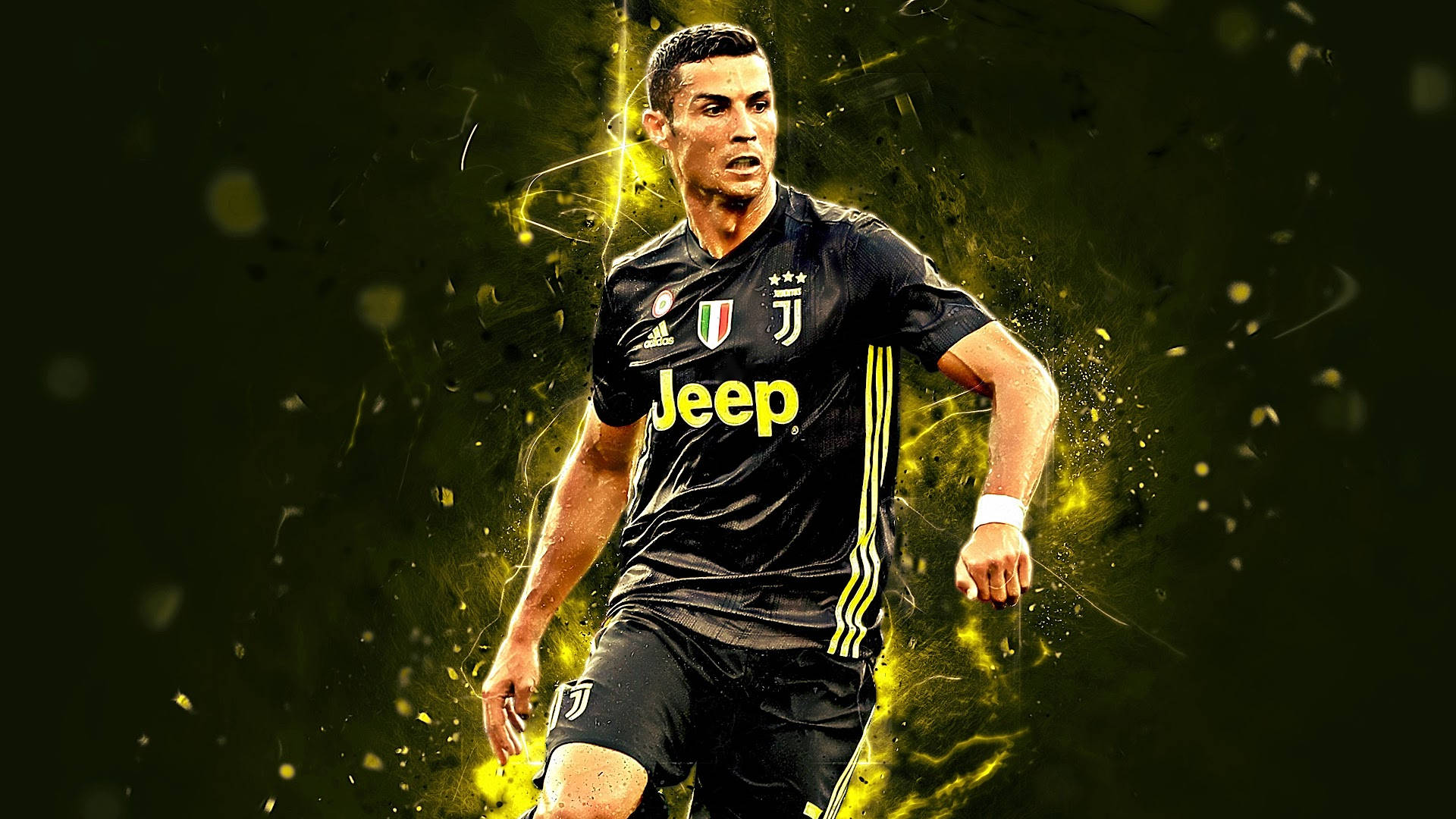 Cr7 Hd Glowing In Yellow Background