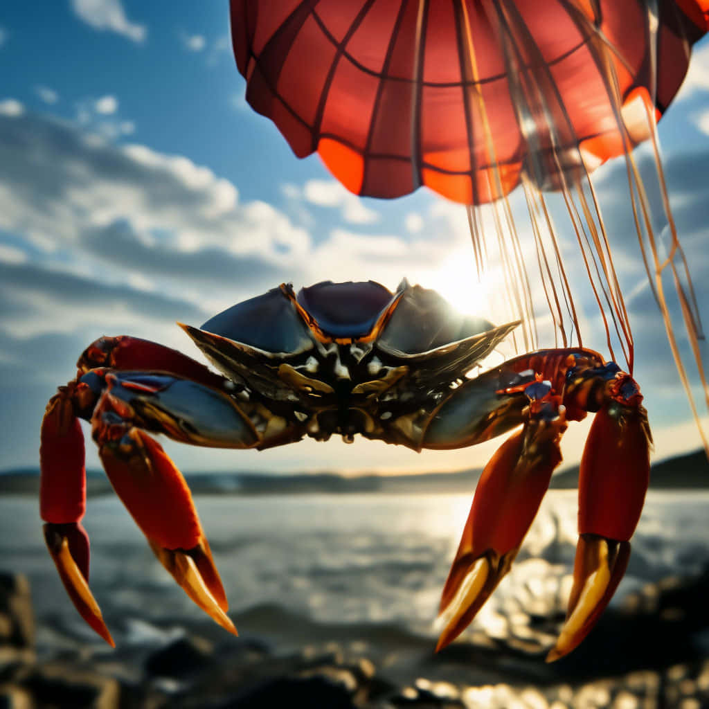 Crab Parachuting Sunset Wallpaper