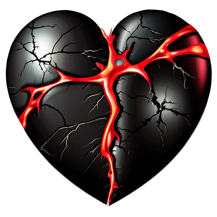 Cracked Black Heart Illustration Png 06252024 PNG