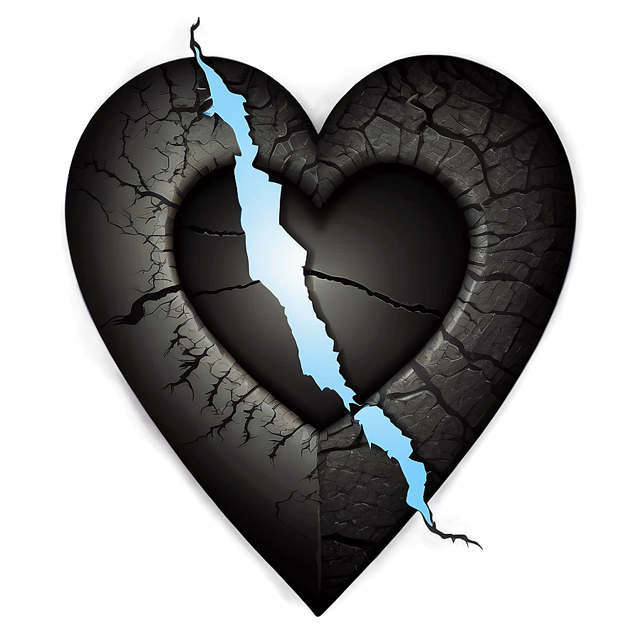 Cracked Black Heart Illustration Png 06252024 PNG