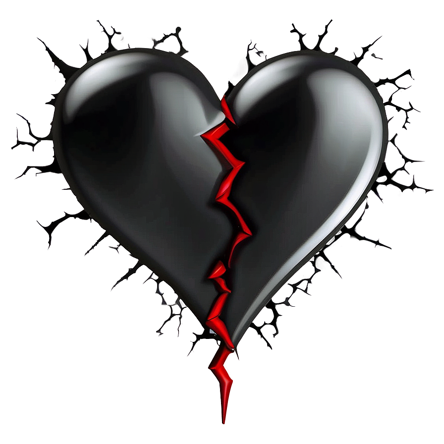 Cracked Black Heart Illustration Png 92 PNG