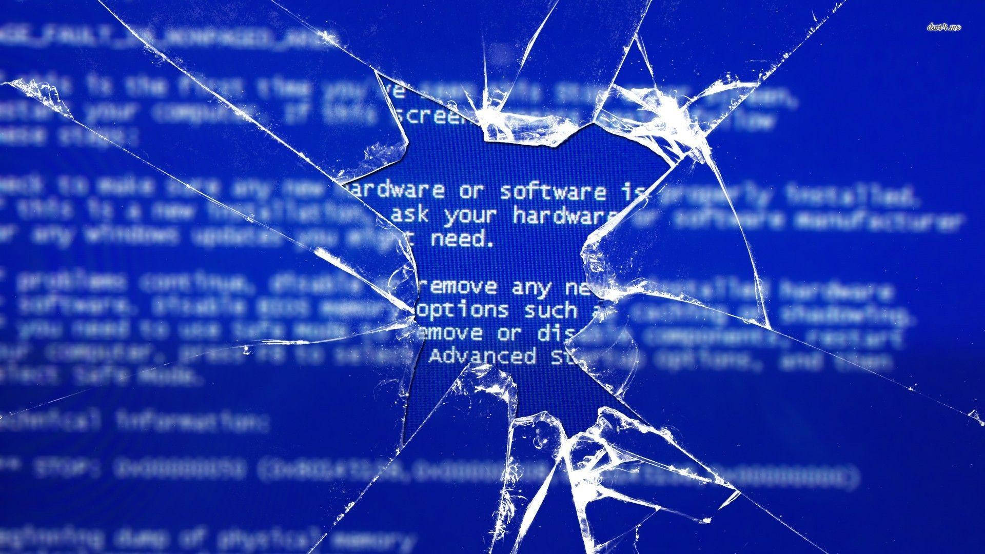 Cracked Computer Screen BSOD Wallpaper
