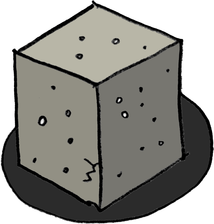 Cracked Concrete Cube Illustration PNG
