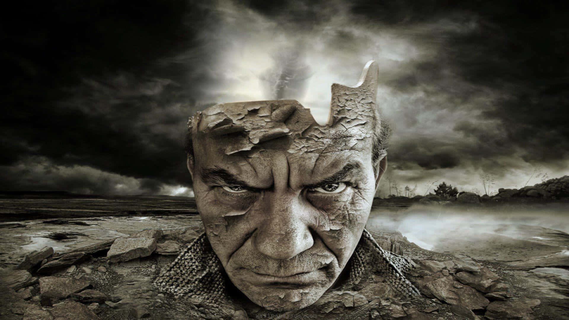 Cracked_ Earth_ Man_ Portrait Wallpaper