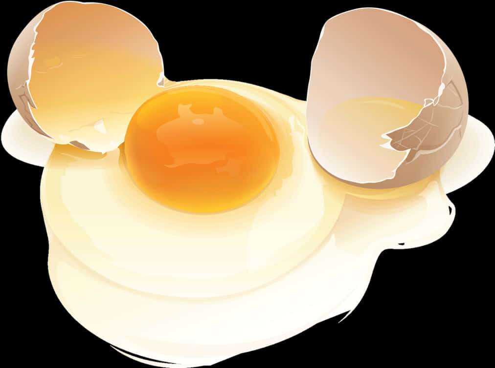 Cracked Egg Vector Illustration PNG