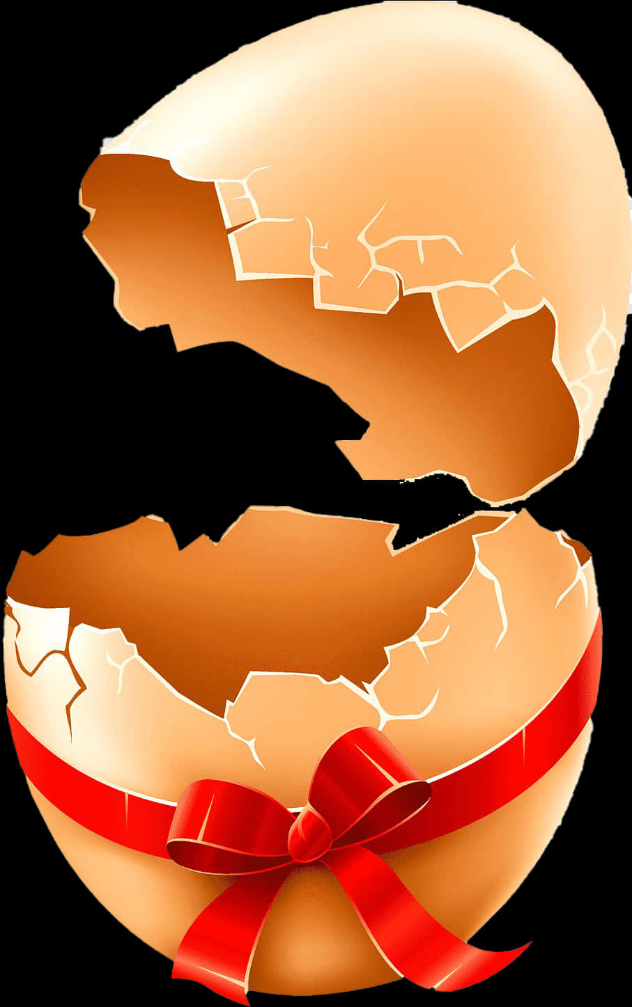 Cracked Eggwith Red Ribbon PNG