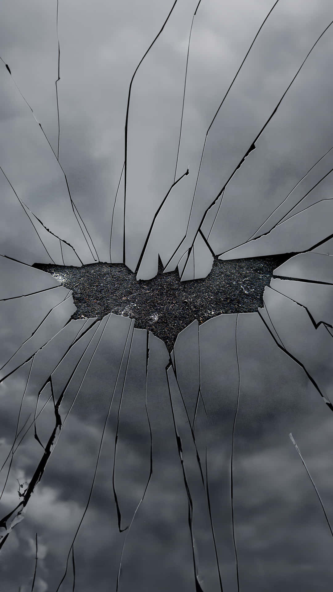 Cracked Glass Batman Symbol Wallpaper