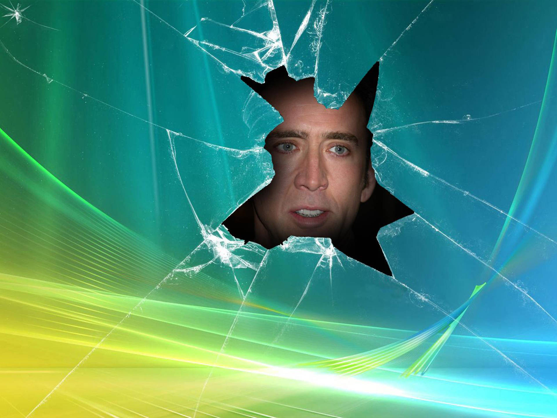Cracked Screen Nicolas Cage Meme