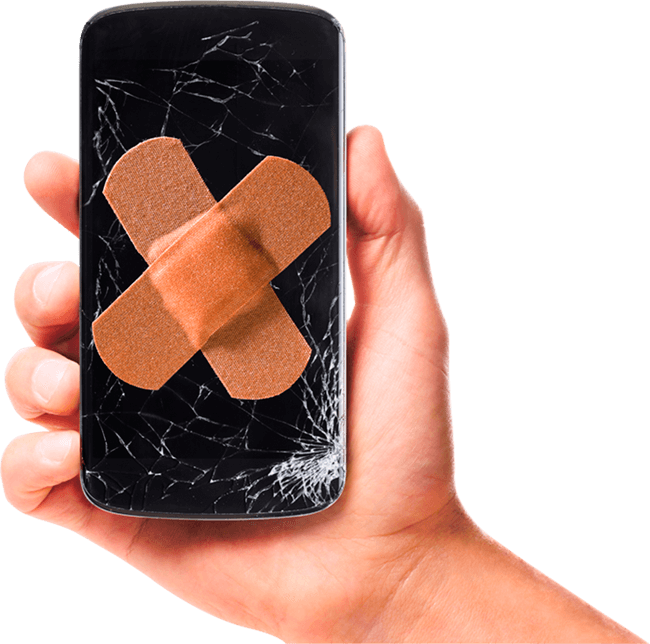 Cracked Screen Smartphonewith Bandaid PNG