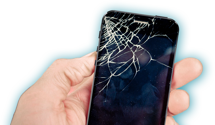 Cracked Smartphone Screen_ Hand Holding PNG