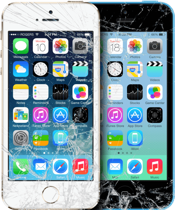 Cracked Smartphone Screens PNG
