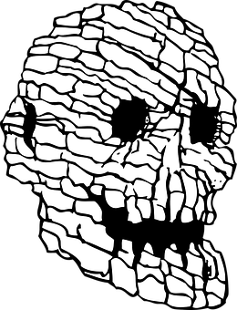 Cracked Texture Skull Illustration PNG