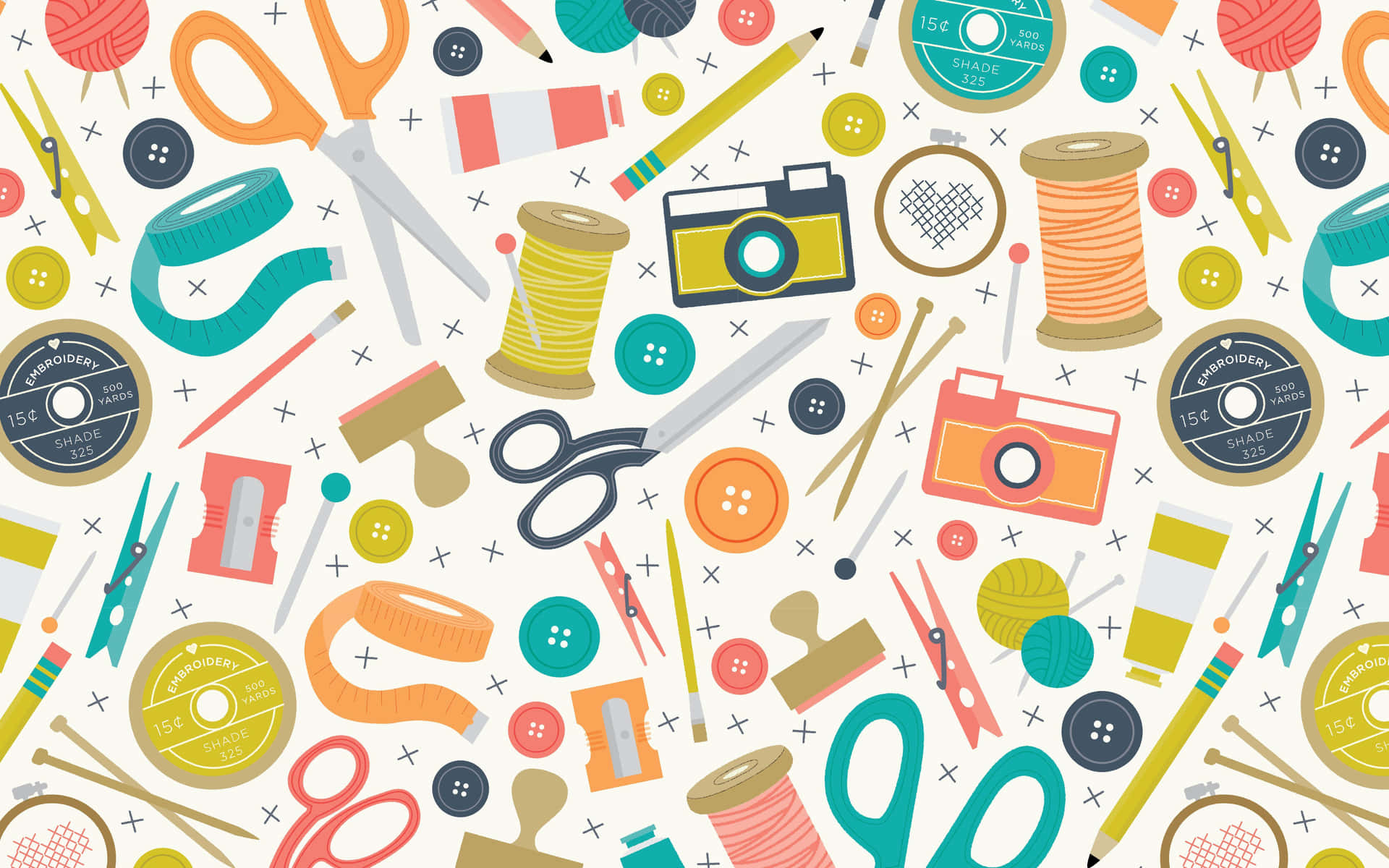 A Seamless Pattern With Sewing Tools And Other Items