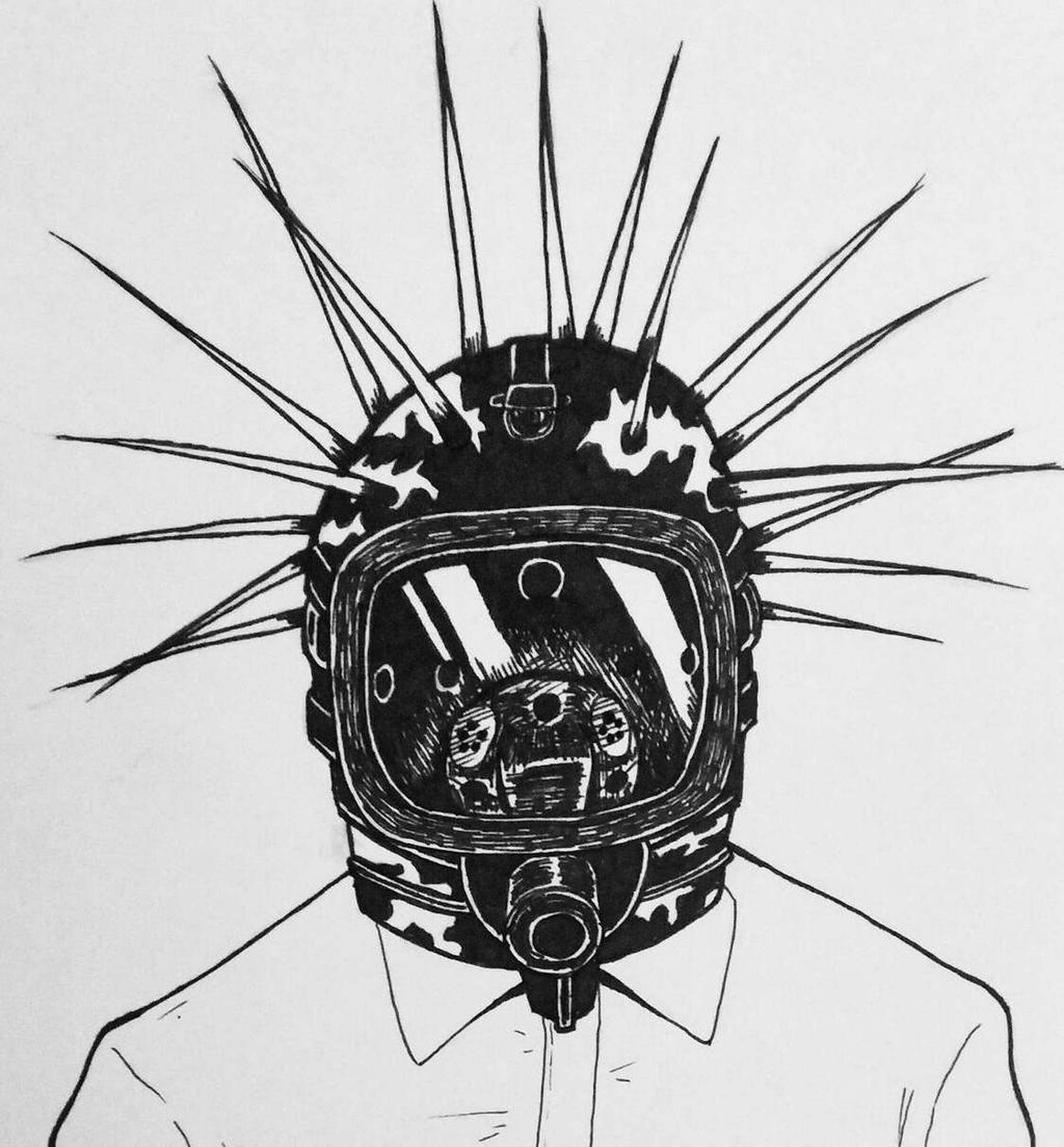 Craig Jones Spiky Mask Drawing