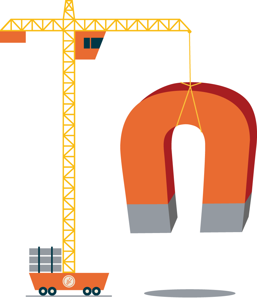Crane Lifting Giant Magnet PNG
