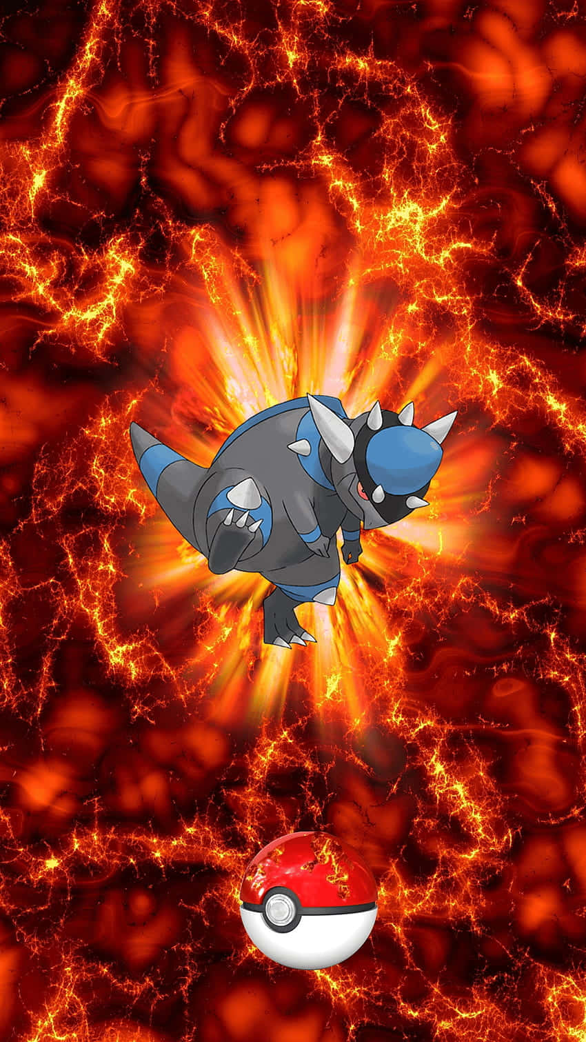 Cranidos And Fiery Background Wallpaper