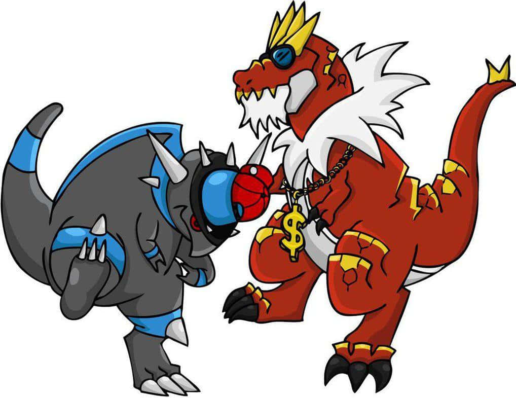 Cranidos And Tyrantrum With Bling Wallpaper