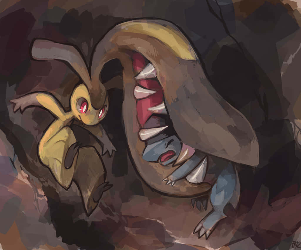 Cranidos Under Attack in the Wild Pokémon World Wallpaper