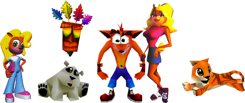 Crash Bandicoot Characters Lineup PNG