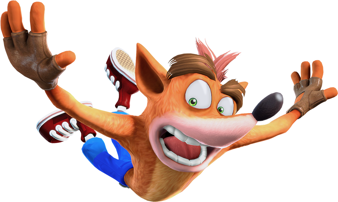 Download Crash Bandicoot Jumping Action | Wallpapers.com