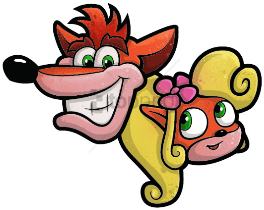Crash_and_ Coco_ Cartoon_ Style PNG