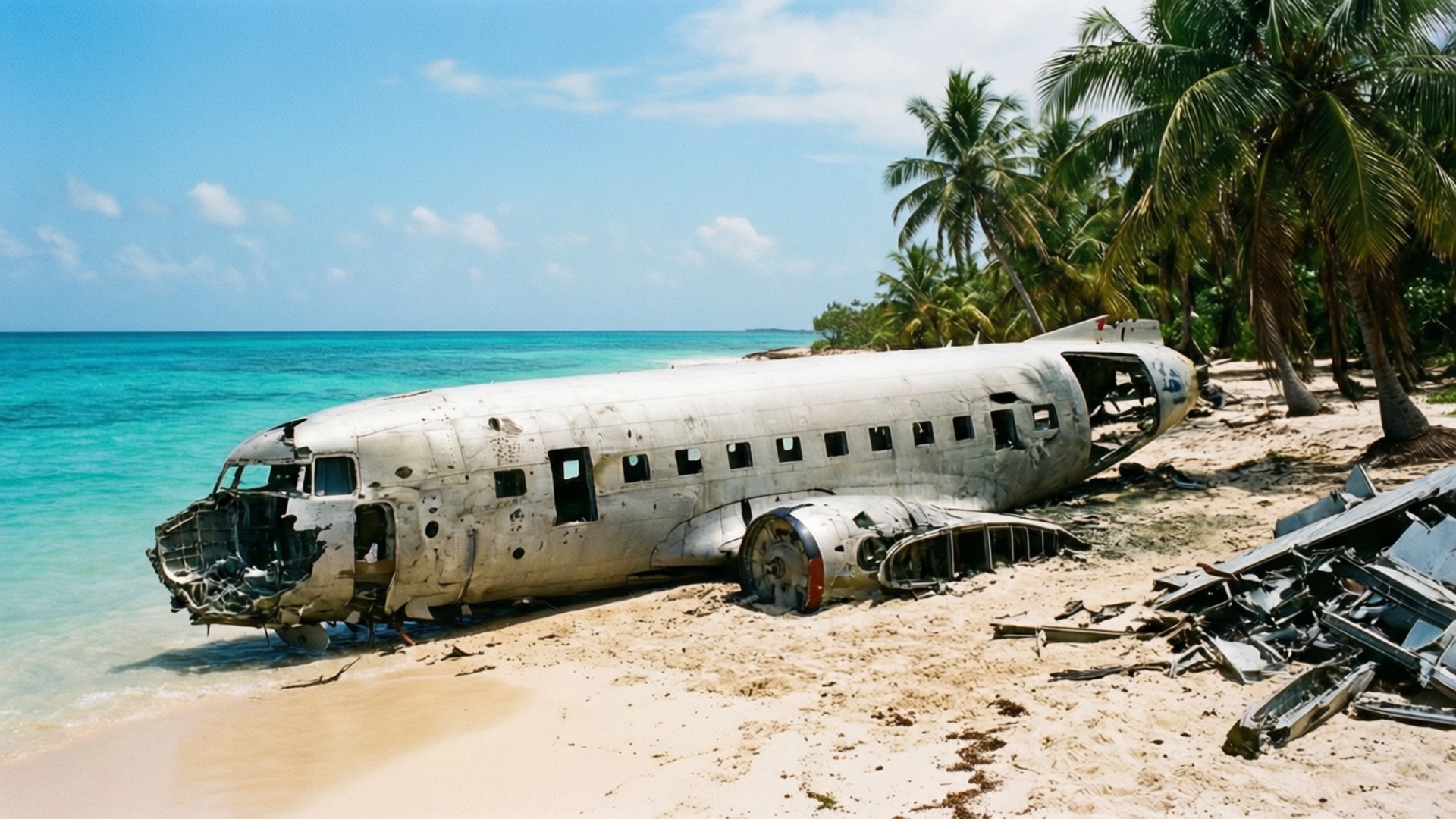 Avion écrasé sur la plage Fonds d'écran