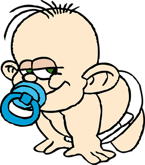 Crawling Baby Cartoon With Pacifier PNG