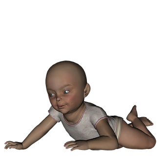 Crawling Baby3 D Render PNG
