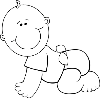 Crawling Smiling Baby Cartoon PNG