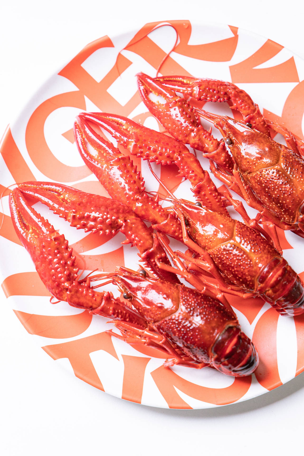Crayfish Dish In Orange Plate Wallpaper