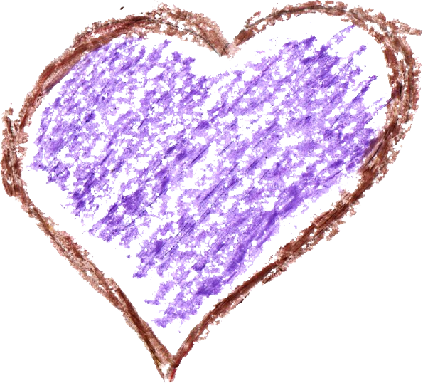 Crayon Drawn Purple Heart PNG